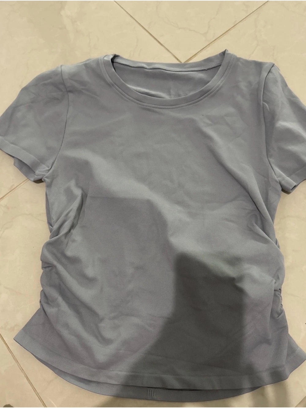 OQQ 2packs Women’s Light Blue Crewneck Short Sleeve Top